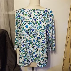 Appleseed's 3/4 lengh sleeve knit top blues greens